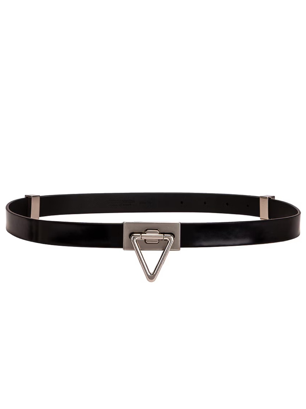 Bottega Veneta Black Leather Belt with Silver Triangle Buckle
